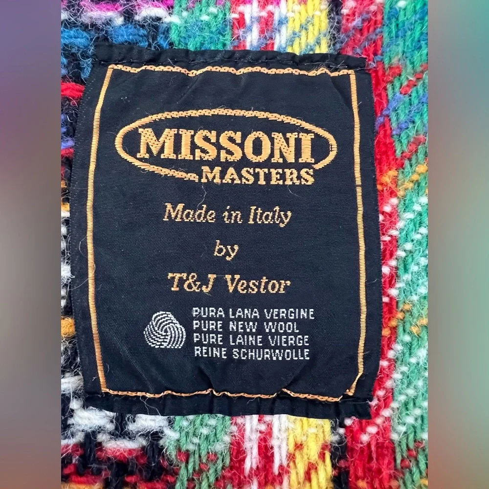 Missoni Masters Vintage Made in Italy by T&J Vestor Wool Throw Blanket